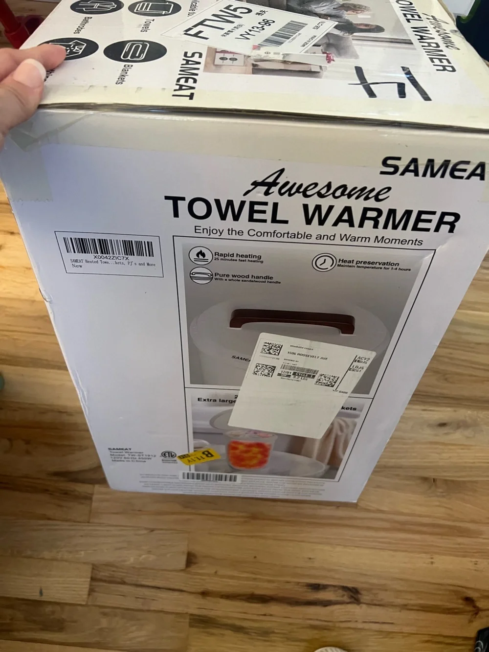 Awesome Towel Warmer - White with Wood Handle